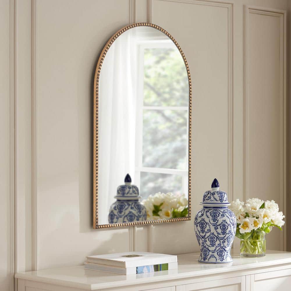 Medium Arched Gold Antiqued Classic Accent Mirror