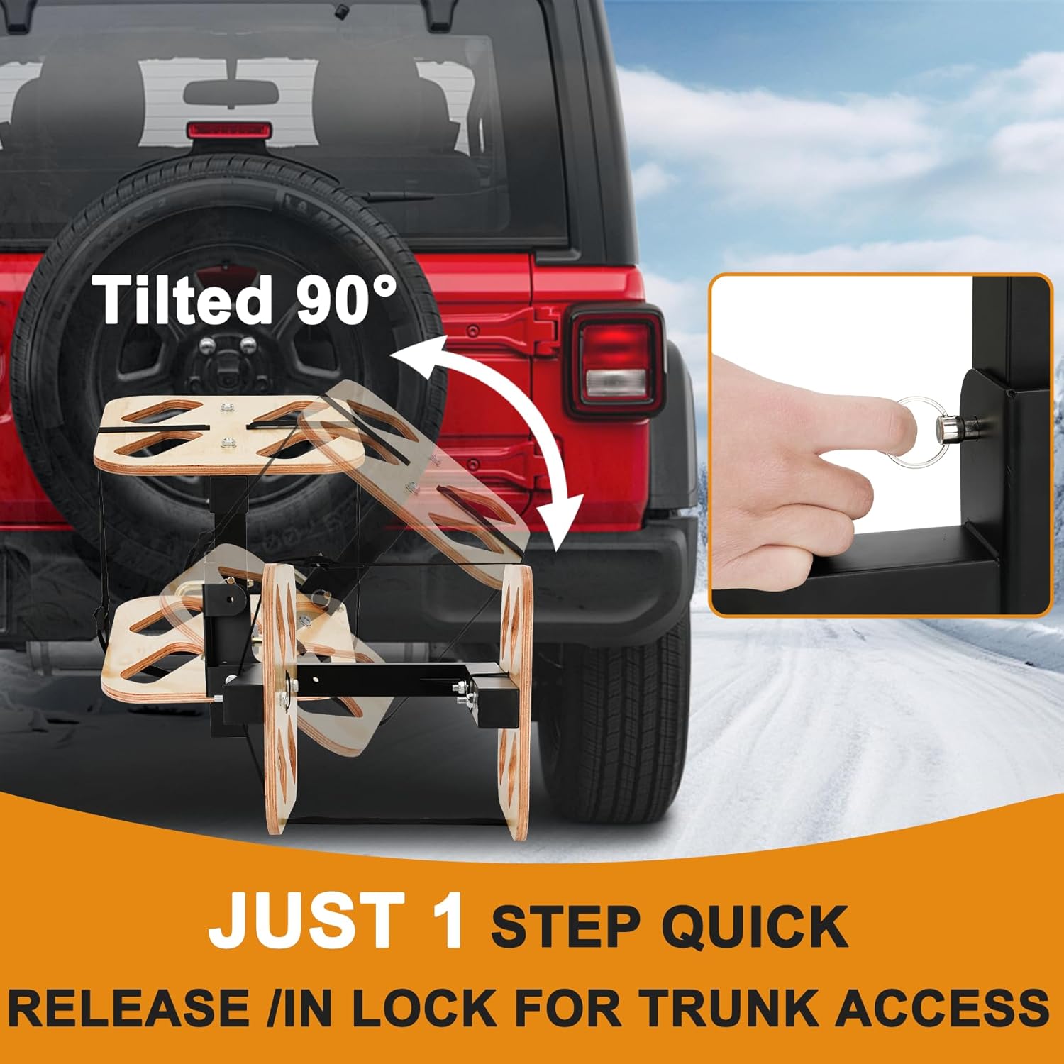 Lightweight Folding Hitch Ski Rack with Wooden