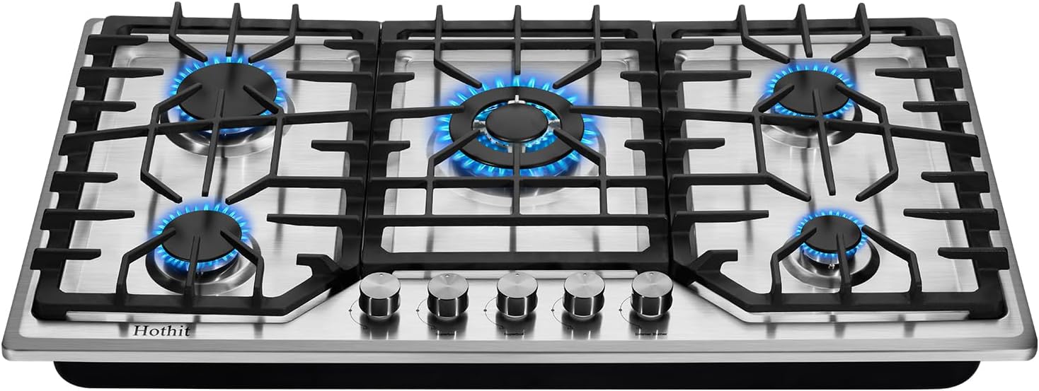 5 Burners 36 inch Gas Cooktop Stainless Steel Gas
