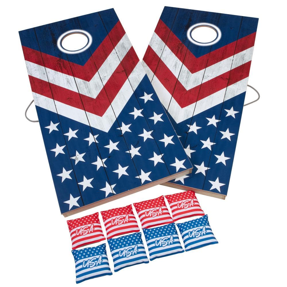 Triumph Patriotic LED 2 ft. X 4 ft. All-Wood Cornhole Set