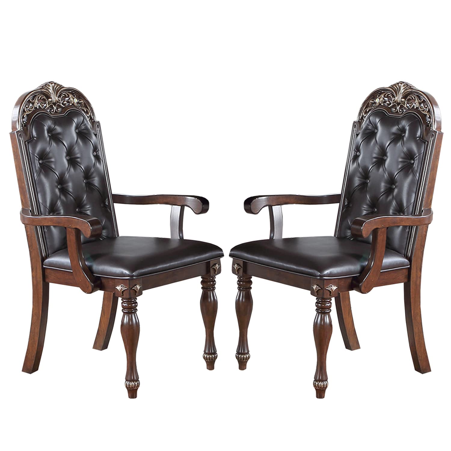 simple relax Set of 2 PU Dining Arm Chair Brown