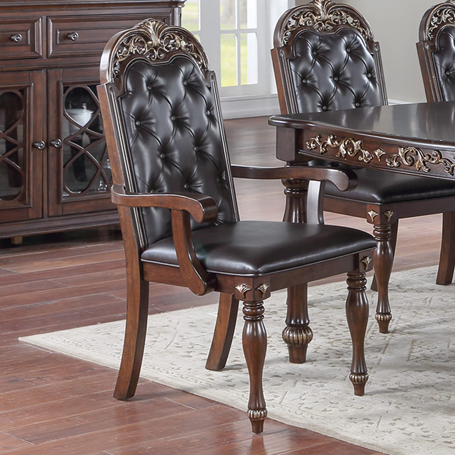 simple relax Set of 2 PU Dining Arm Chair Brown