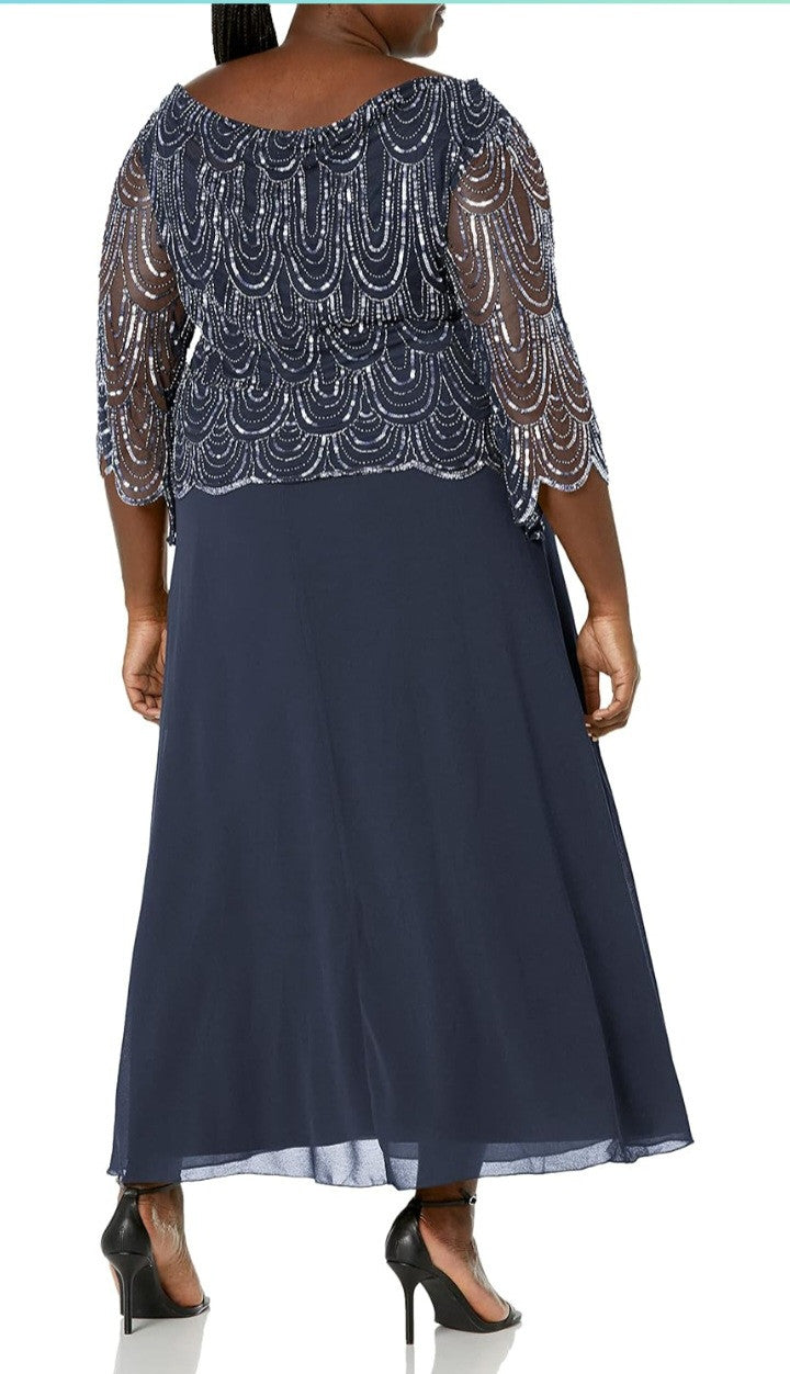 J Kara Women's Size 3/4 Scallop Beaded Pop Over
