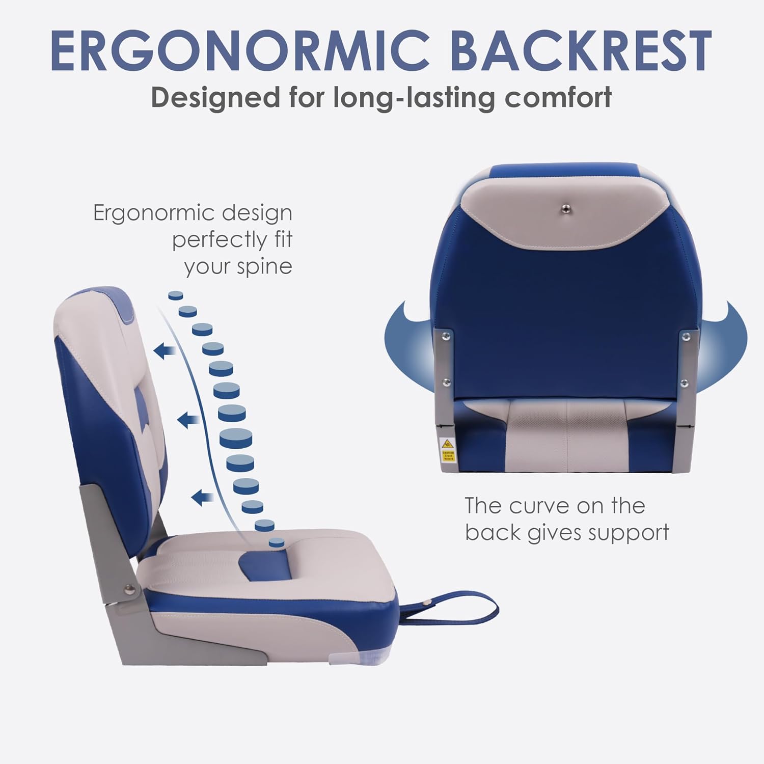 Deluxe Low Back Boat Seat Fold-Down Fishing Boat