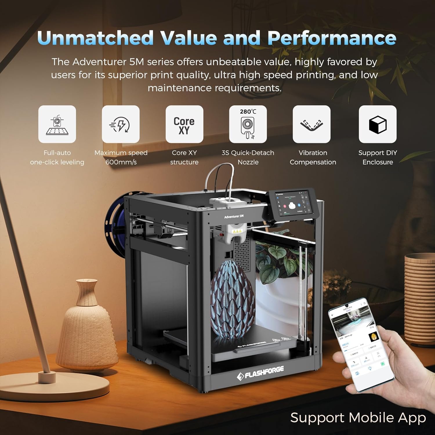 FLASHFORGE Adventurer 5M 3D Printer Auto Leveling