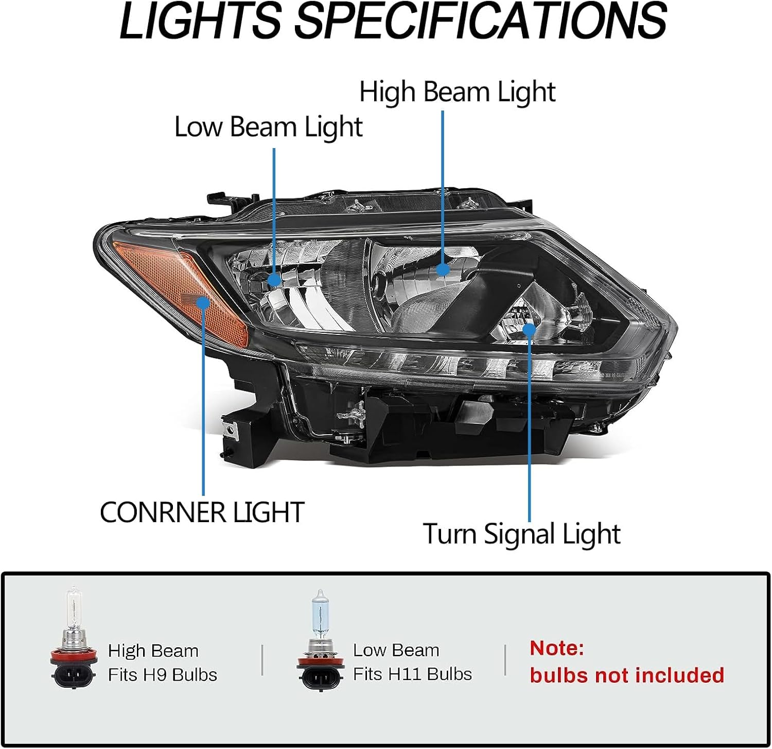 Fit for 2014-2016 Nissan Rogue Headlights Assembly