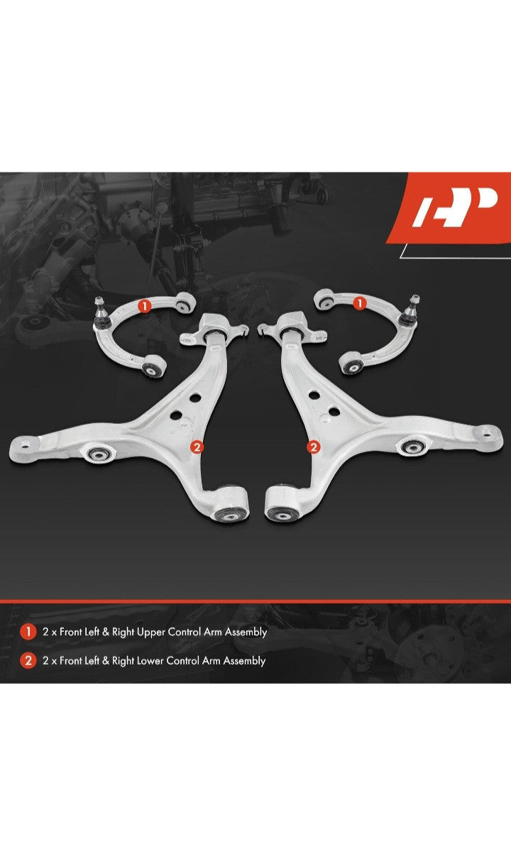 Mercedes-Benz, A-Premium Set of 4 Front Upper & Lower Control Arm, w. Ball Joint & Bushing