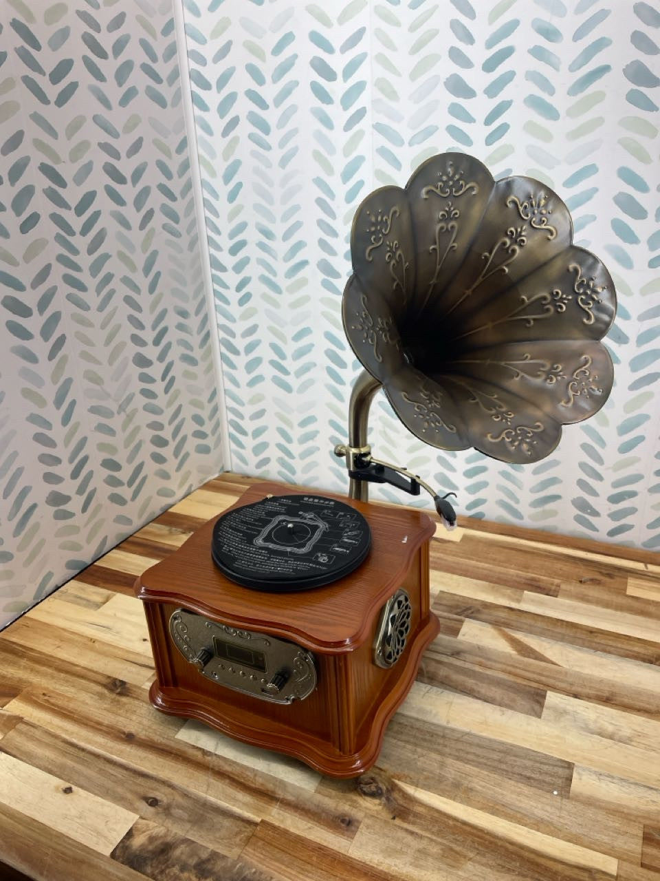 Wooden Phonograph Gramophone Turntable CD Player
