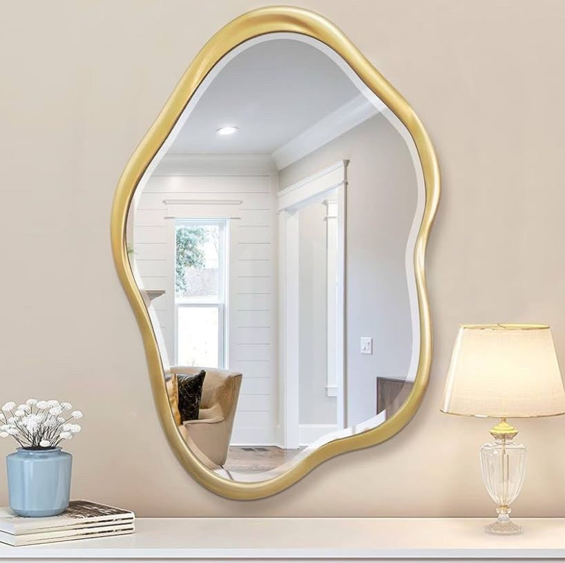 Irregular Wall Mirror 24"X36" Gold Asymmetrical