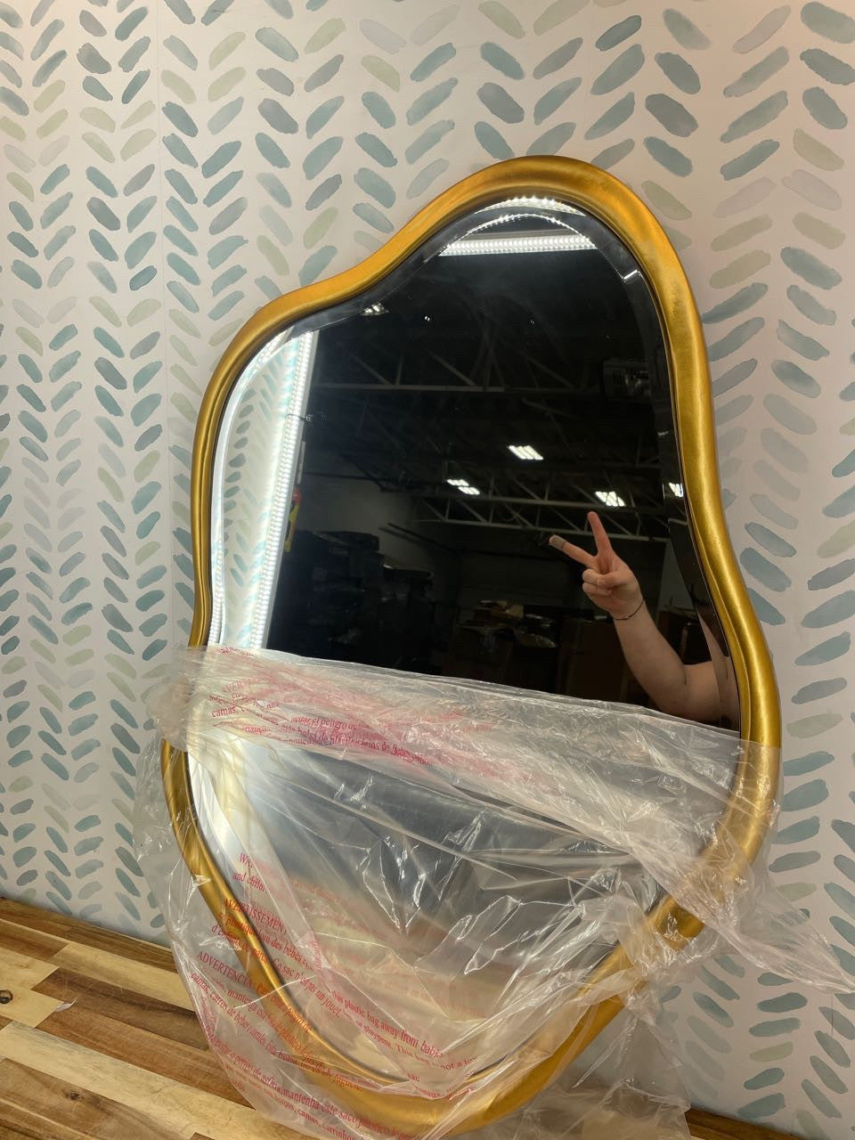 Irregular Wall Mirror 24"X36" Gold Asymmetrical