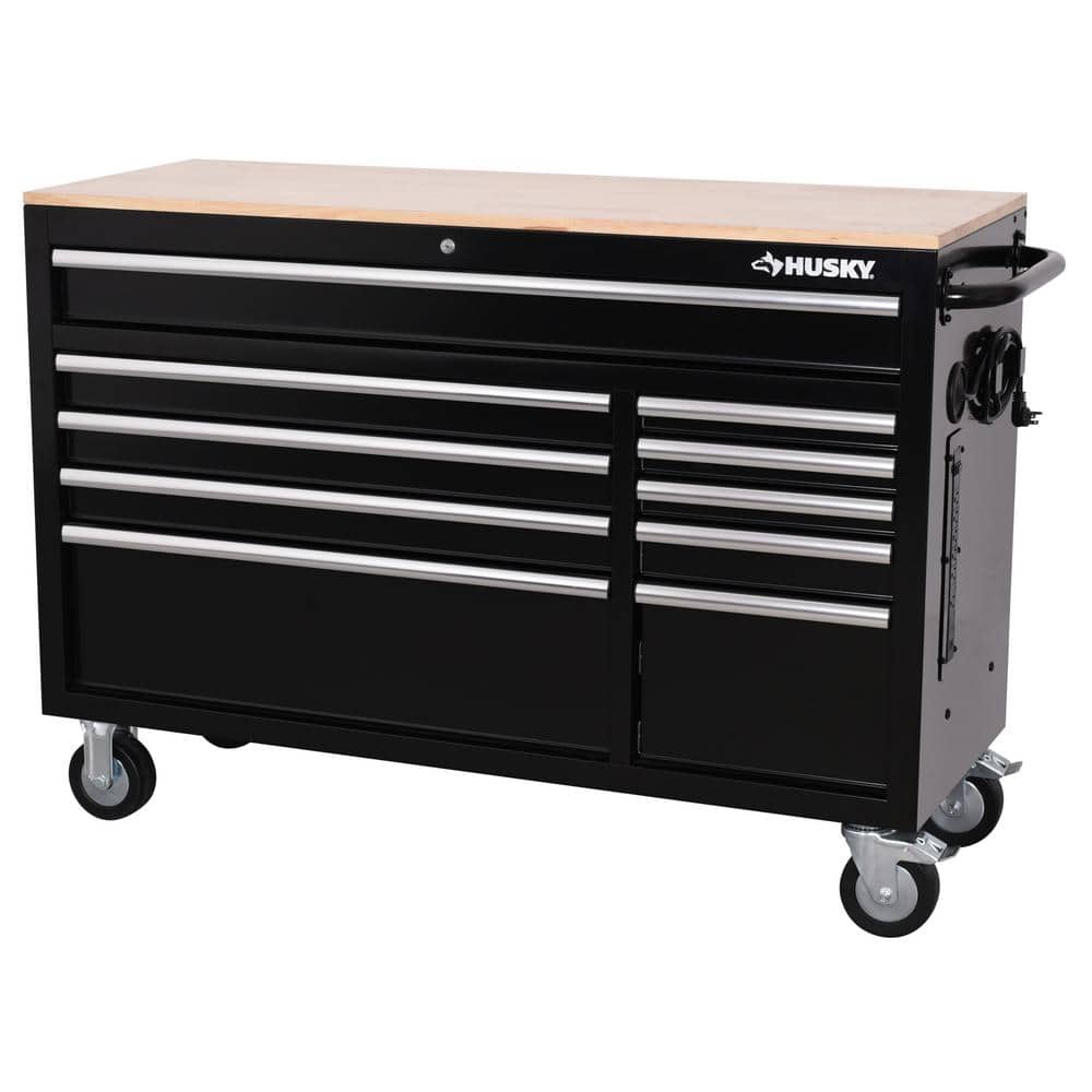 Husky Modular 52 in. W 10-Drawer Black Mobile
