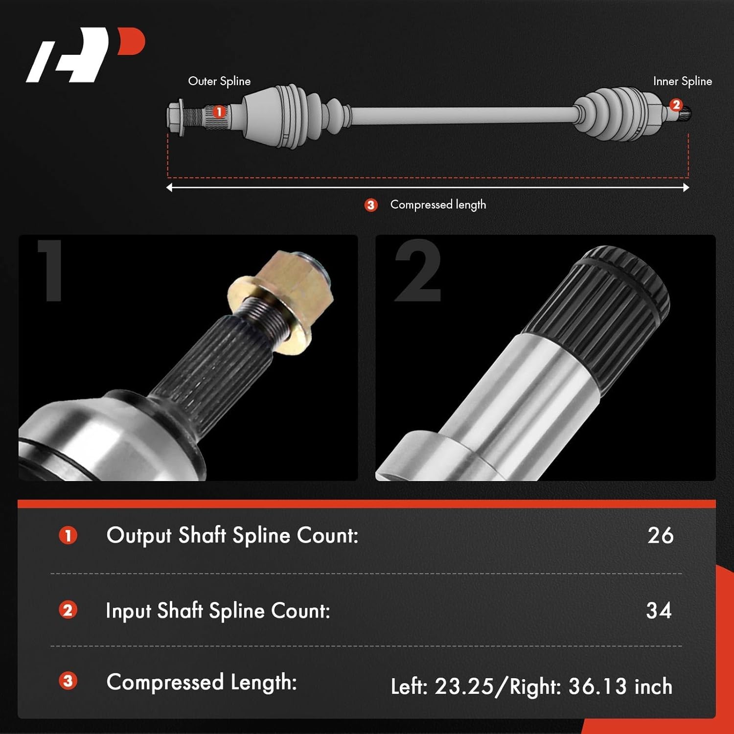 A-Premium Pair 2 Front CV Axle Shaft Assembly
